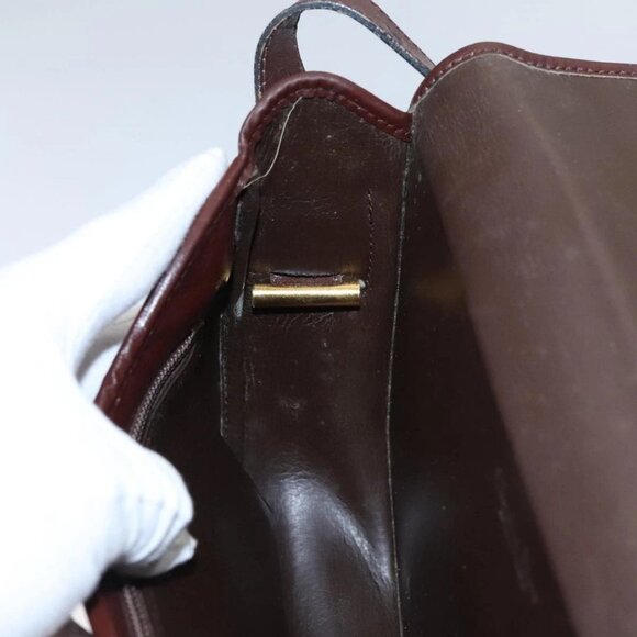 Christian Dior Shoulder Bag Leather Bordeaux Gold Auth 109198 - Picture 13 of 16